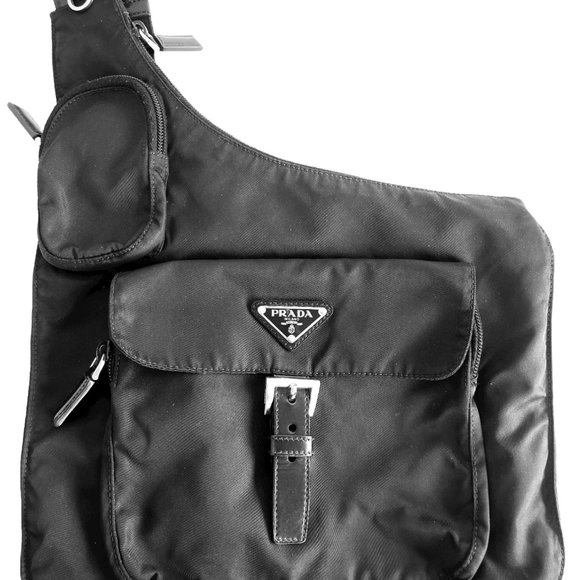 Prada Vintage Tessuto Sling Black Nylon Cross Body Bag - Picture 2 of 8